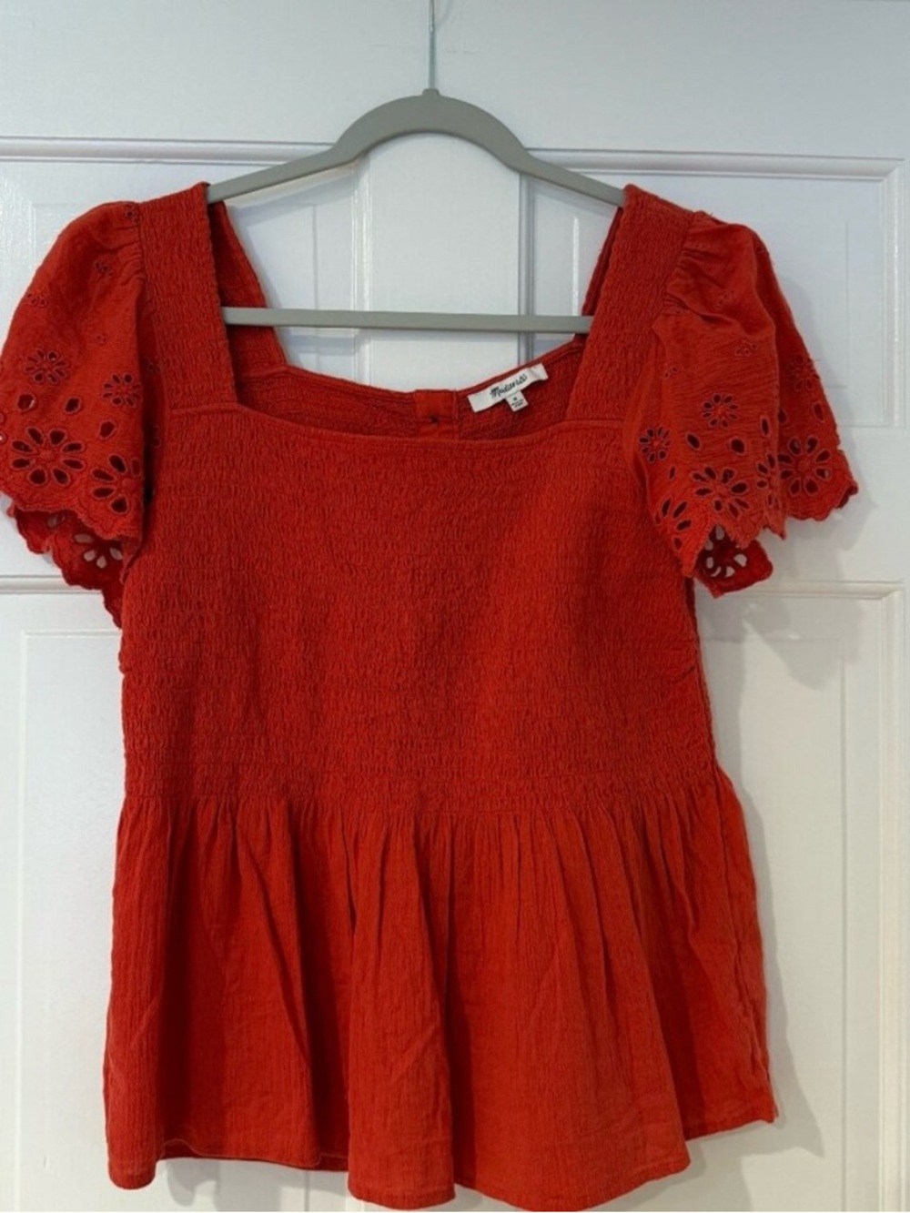 Madewell Women's Smocked Short Sleeve Top -- Medium